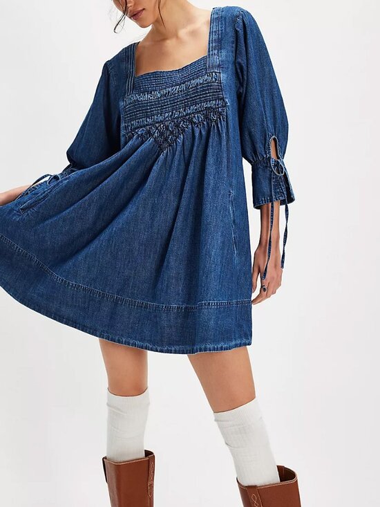 Free People Dresses & Skirts - FREE PEOPLE Sonora Denim Mini Dress / Midnight Rinse